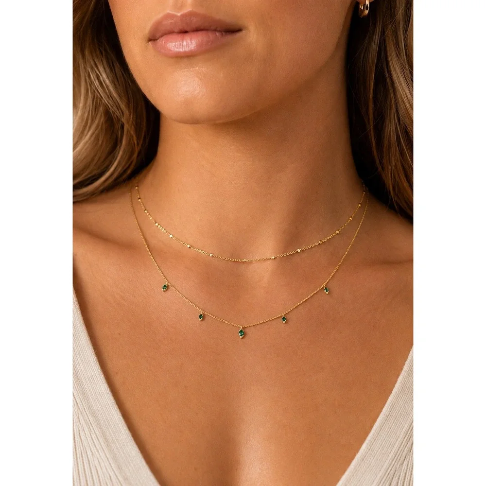 New in Box Kendra Scott Meridith Necklace 2-pc Set / Green Mix / 16